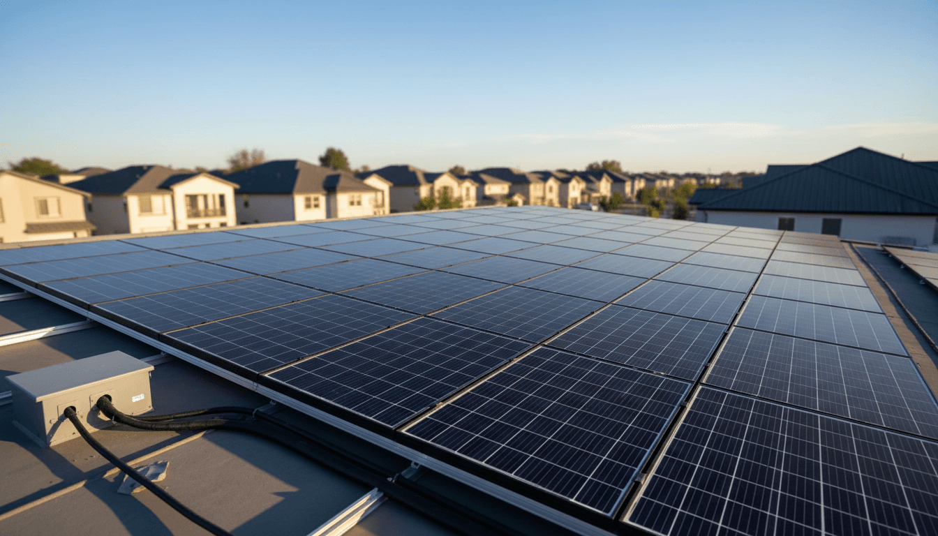 Solar panels installed on residential roof under bright Florida sun